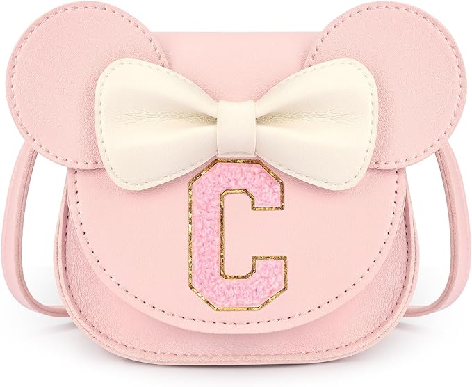 mibasies Toddler Purse Girl Gifts: Girls Birthday Gifts for 3-8 - Toys for Ages 2-4 Girls Mouse Ears Purse, Pink, Letter C