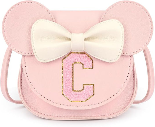 mibasies Toddler Purse Girl Gifts: Girls Birthday Gifts for 3-8 - Toys for Ages 2-4 Girls Mouse Ears Purse, Pink, Letter C