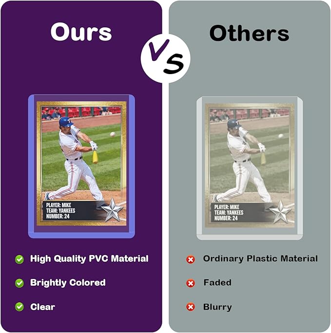 50ct 3"x4" Hard Plastic Card Sleeves - 180pt Rigid Card Cases, Clear Card Protectors for Trading, Baseball, Football and Sports Cards