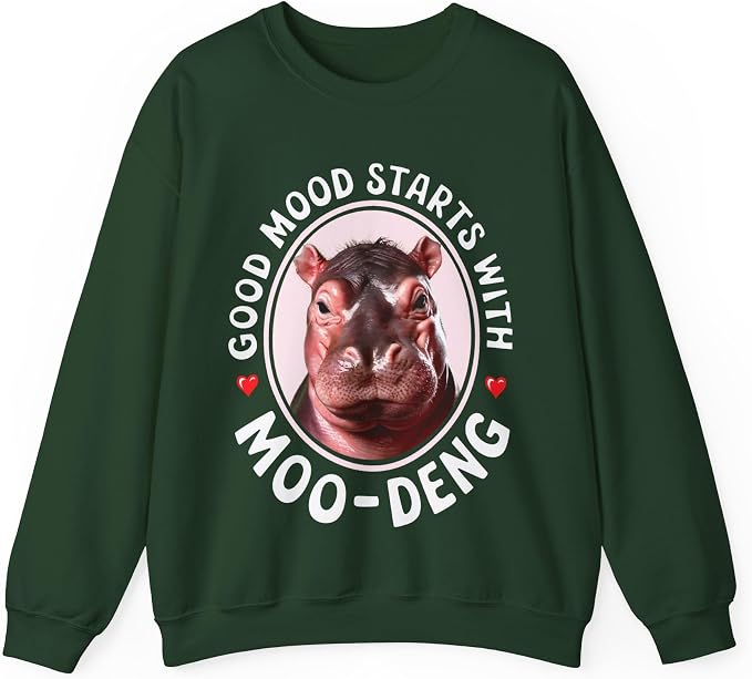 Good Mood Starts With Moo Deng Unisex Sweatshirt, Funny Moo Deng Good Mood Minimalist Men And Women Shirt