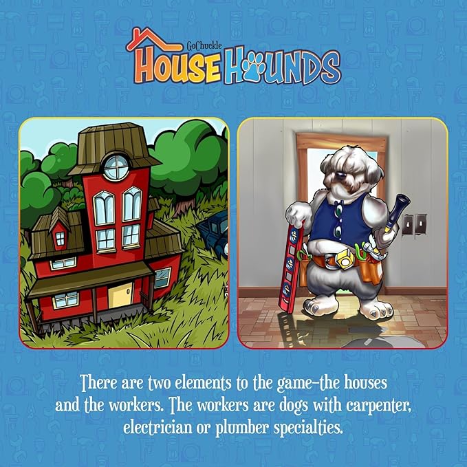GoChuckle House Hounds Set Collection Card Game - A Race to Collect Workers Needed to Fix up Broken Down Houses, Strategy Game for Families, Adults, Kids, Ages 7+, 2-4 Players
