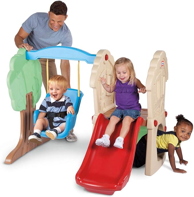 Little Tikes Hide & Seek Climber and Swing, Indoor Outdoor with Slide - Easy Set Up - Toddler Playset, 53.50''L x 52.00''W x 41.00''H