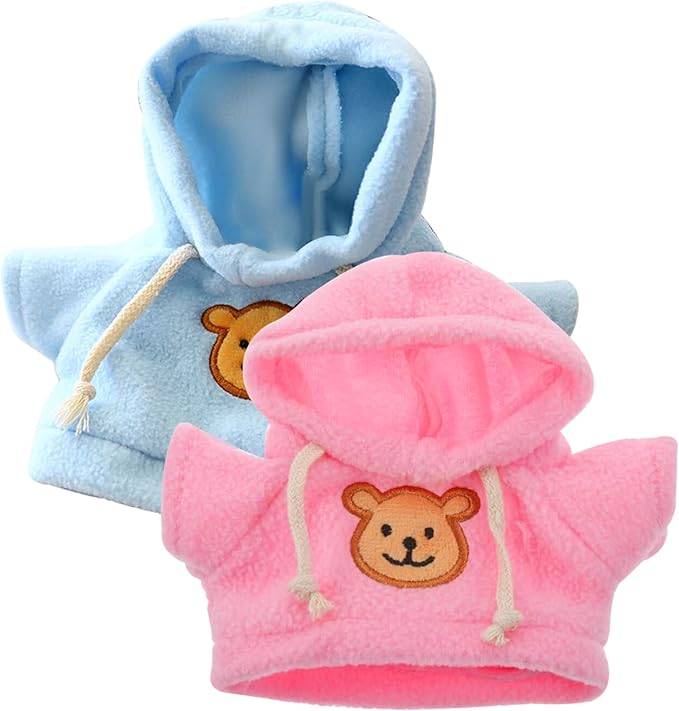Bear Clothes for 6-8inch Stuffed Bears 2Pcs Hooded Cute Stuffed Animal Clothes Cartoon DIY Decorative Clothes Stuffed Animal Clothing & Accessories, Bear Plush.