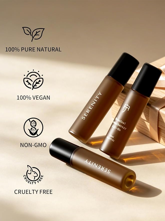2Pack Serenity Calming Roll-On Essential Oil Blend for Stress Relief - with Lavender, Frankincense & Myrrh - 10ml Travel Size, Prediluted & Skin-Safe for Relaxation & Aromatherapy