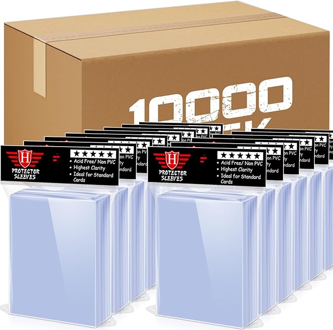 10000 Counts Card Sleeves TopLoaders for Trading Cards, Soft Clear Baseball Card Sleeves Plastic Card Protector for Football Card Sports Cards Game Card Standard Cards