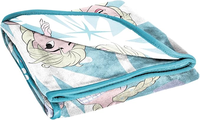 Jay Franco Kids Plush Throw Blanket – Soft & Cozy Fleece Throw for Bedroom & Couch Décor, Official Licensed Product, Blue - Frozen, 46x60 - Throw Blanket