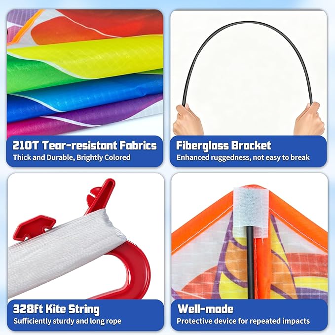 Kite for Kids Ages 4-8 8-12 & Adults, Shark & Dragon & Unicorn & Butterfly Kites Flying Toys, Easy to Fly Big Kite with 328FT String Easter Gift for Boys Girls Beach Park Outdoor Party Activities