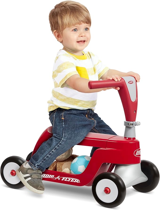 Radio Flyer Scoot 2 Scooter, Red, for Kids Ages 1-4, Ride On Toy or 4-Wheel Kids Scooter, Durable Wheels and Frame, Converts Easily with Flip Deck, Toddler Ride On Toys