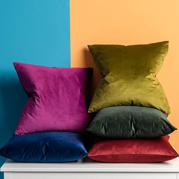 JUSPURBET 28x28 Decorative Velvet Throw Pillow Covers Set of 2,Navy Blue | Cozy Soft Euro Cushion Covers Cases with Hidden Zipper for Couch Sofa Bed Living Room Bedroom Home Decor