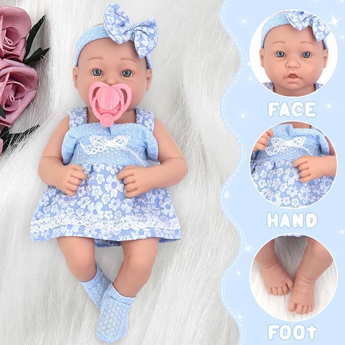 UNICORN ELEMENT 14 Inch Baby Doll with Accessories, Reborn 14 inch Baby Dolls Clothes Included Feeding Bottles, Diapers, Pacifier, Best Gift for Ages 3+