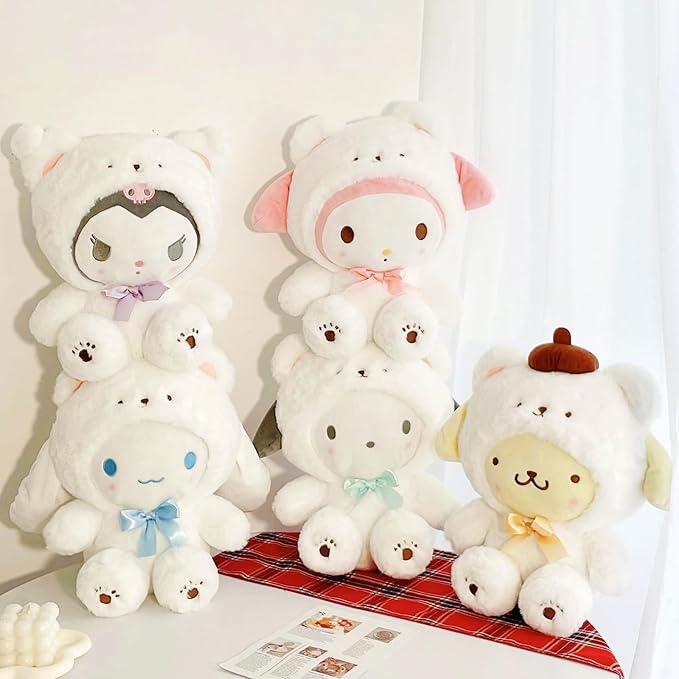 Cartoon Kawaii White Bear Cross-Dressing Series Plush,Soft Plush Doll Cute Soft Toys, Plush Pillow Stuffed Animals Toy Birthday Gifts for Girls Kids (D)