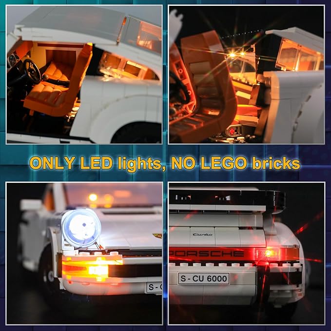 Vaodest LED Light for Lego 10295 Creator Expert Porsche 911 Set,Design and Configuration Compatible with Model 10295(LED Light Only, Not Building Block Kit)