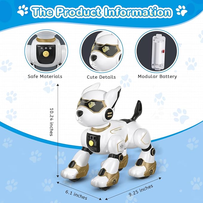 Robot Dog Toy for Kids, Programmable Interactive RC Pet with Voice Control & Touch Sensor, Imitates Animal Sounds, Plays Music, Dance Modes, Robotic Puppy Toy for Kids Boys & Girls (Gold)