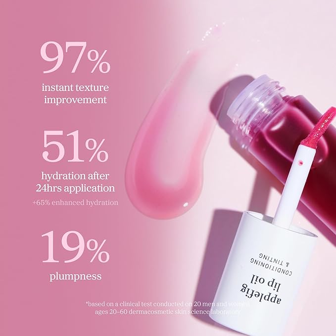 NOONI Korean Lip Oil - Applefig | Long-Lasting, Moisturizing, Plumping, Revitalizing for Dry Lips, Waterproof, No Peel Off, Hydrating, Nourishing Crystal Clear, 0.12 FL Oz