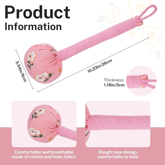 lefeke Manual Massage Hammer, Mugwort Massage Hammer, Handheld Body Percussion Tool for Back Neck Shoulder Leg Muscle Relief 26cm-Pink