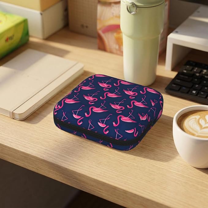Pink Flamingos Flamingo Tropical Hawaii Hawaiian Tropical Period Bag For Women,Portable Sanitary Napkin Period Pad Pouch For Purse, Small Make Up Bags
