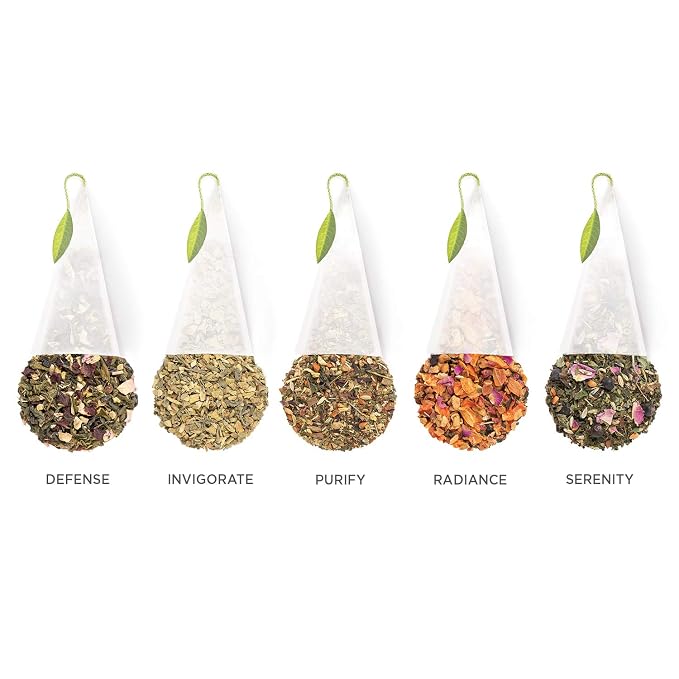 Tea Forte Premium Presentation Box Gift Set Sampler, 20 Count, Assorted Blends Individually Wrapped Handcrafted Pyramid Infuser Bags, Wellbeing Tea