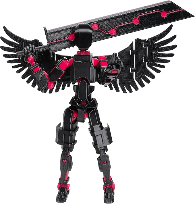 (Assembly Completed Dummy 20 Action Figure, 8.1 inches， Strong Magnetic Accessories， 8 Types of Weapons 3D Printed Robot Multi-Jointed Movable, Spider Ninja Series (Black)