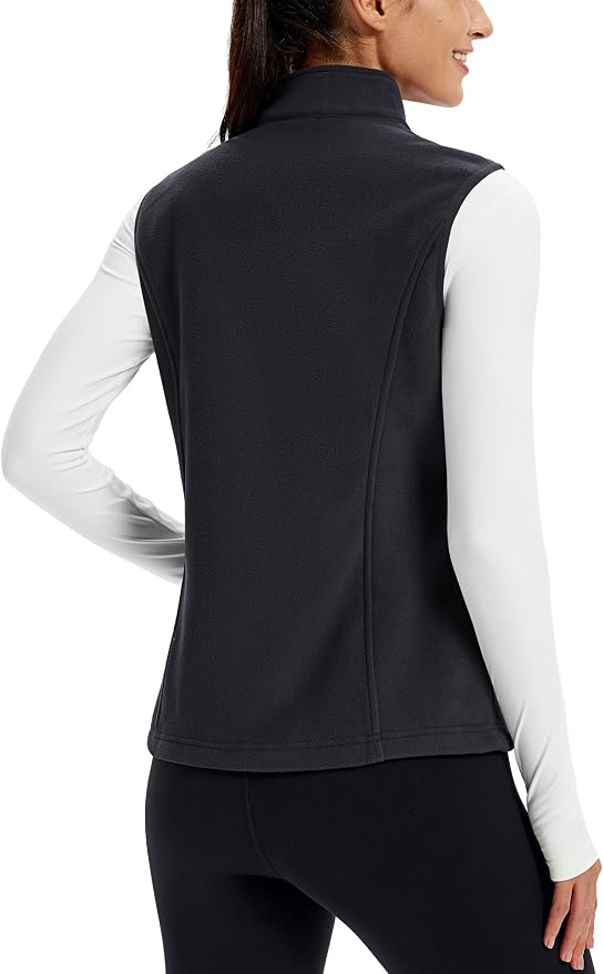 TACVASEN Women's Fleece Vest Lightweight Sleeveless Zip Jacket Outerwear | Soft Polar,Zipper Pockets,Stand Collar,Fall Winter Warm,Outdoor,Athletic,Running,Hiking,Travelling,Golf,Work