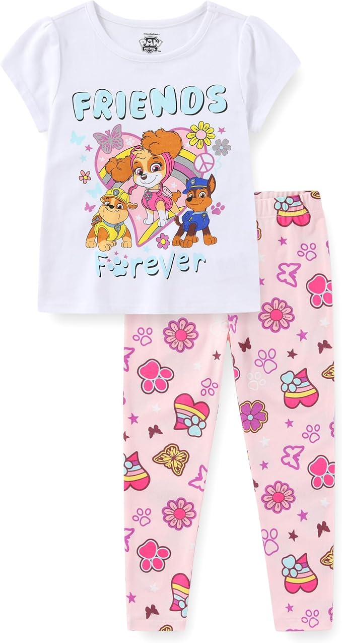Paw Patrol Nickelodeon Skye Girls Short Sleeve T-Shirt and Legging Pants 2 Piece Set for Toddler and Big Kids