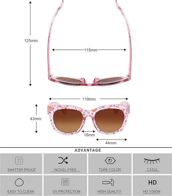KENBO Kids Sunglasses for Girls UV Protection Toddler Sunglasses