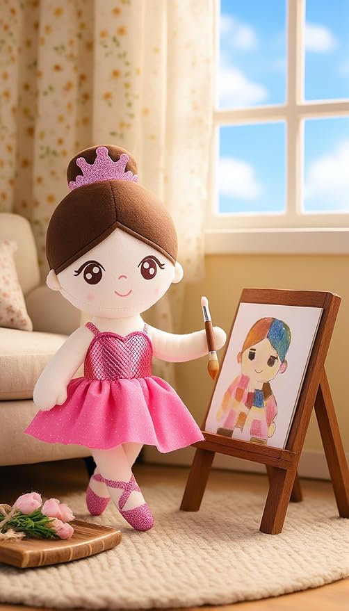Gloveleya Ballet Toy Baby Girl Gifts Dolls Soft Plush Toy Ballet Girl Doll Peach 14 Inches with Gift Box