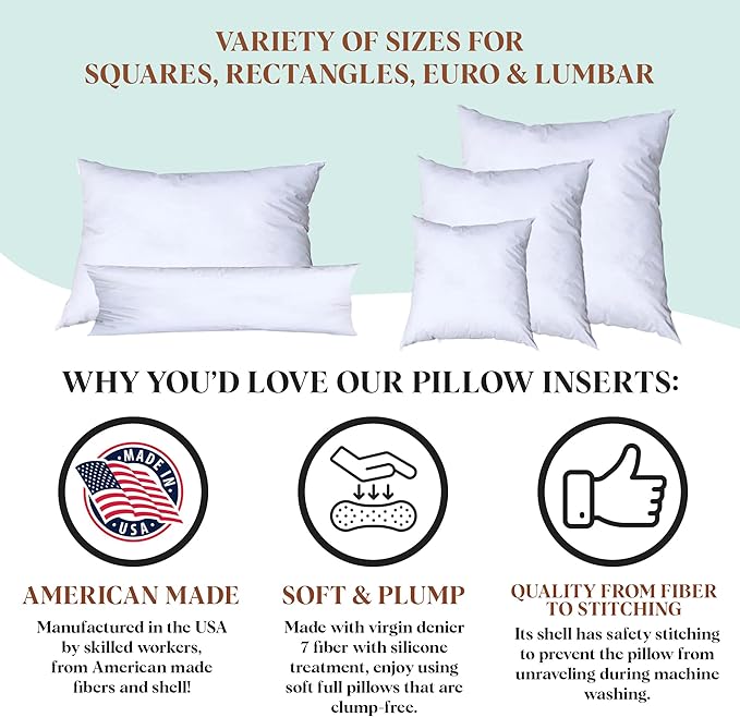 Pillowflex Synthetic Down Pillow Insert 18x22 in - Karate Chop Pillow | Large Rectangle Sham Form, Plush Polyester Cotton Blend, Cloud-Like Comfort, Clump-Resistant Fill, Smooth Elegant Finish