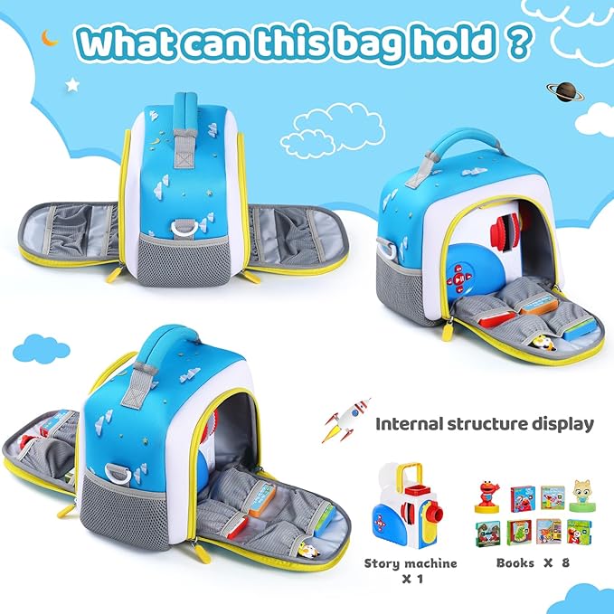 Carrying Bag Compatible with Little Tikes Story Machine Books Starter Set, Kids Toys Storage Case with Handle and Shoulder Strap for Little Tikes, Bag for Storybook Audio Play Character