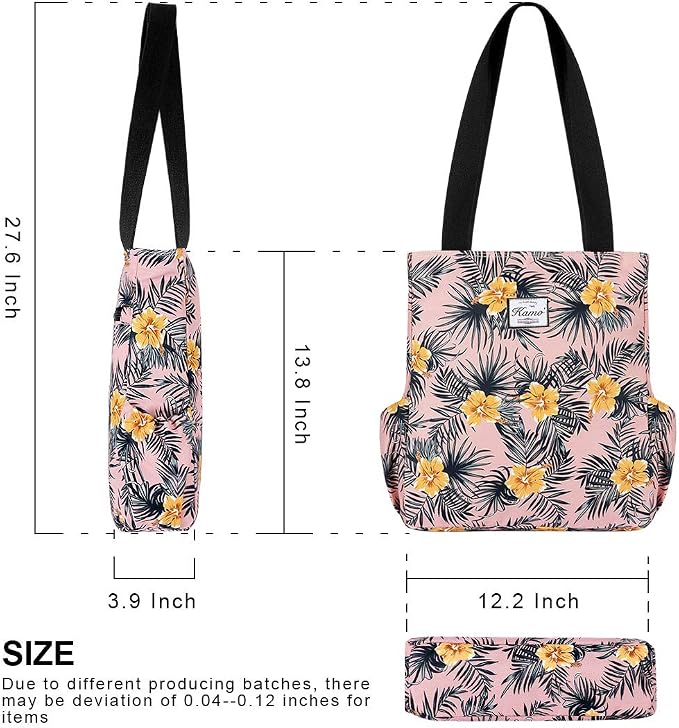 KAMO Floral Tote Bag - Waterproof Lightweight Handbags Travel Shoulder Bag for Hiking Yoga Gym Swimming Travel Beach