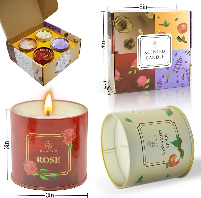 Soy Scented Candle Gift Set for Women, Long Lasting Aromatherapy Jar Candles for Home Decor, Relaxation, Spa, Meditation, Birthday, Housewarming