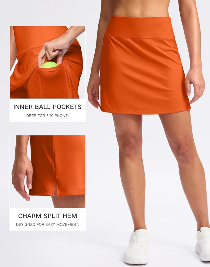 16" Skorts with 2 Pockets | Side Slits, High Waisted, A Line, Casual, Pickleball, Athletic, Golf, Tennis Skirt, for Women