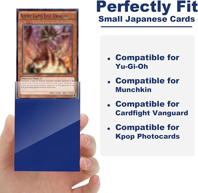 Night Blue Card Sleeve 200 Pack Compatible with Yu-gi-oh Card Sleeve Japanese Small Card Sleeves Photocard Sleeves, Back Textured Perfect Shuffling, Protect Your Japanese Sized Photocard Never Tear