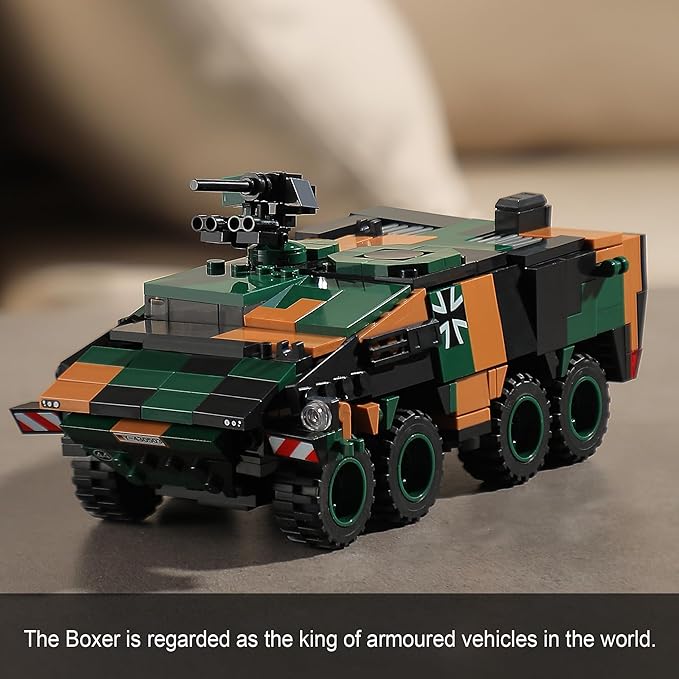 Boxer & Stryker Military Vehicles Building Sets Compatible with Lego, Armored Tank Model Kit for Kids, Great Army Toys for Boys and Girls, Teens Ages 8+