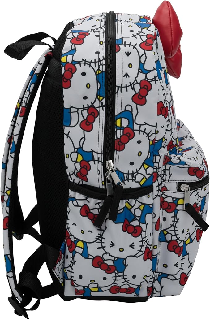 AI ACCESSORY INNOVATIONS Hello Kitty Kawaii Backpack, 16” Allover Print with 3D Iconic Hello Kitty Bow