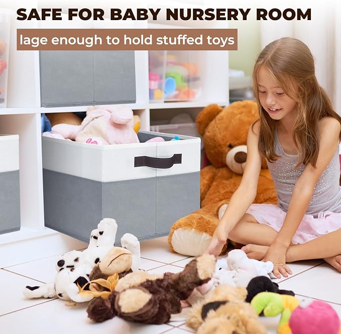 6 Pack Clothes Bins for Organization - 16x12 Extra Large Storage Baskets for Shelves Closet Bedroom - Toy Storage Organizer Bins Boxes Cubes for Nursery - RV Apartment Essentials