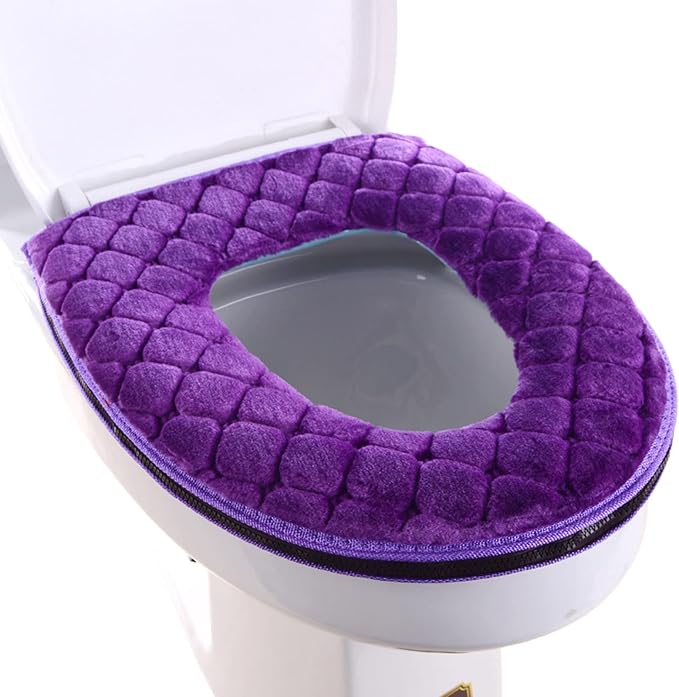 Toilet Seat Cover Pad Toilet Seat Cushion Washable & Comfortable Cover Pads, Fits Most Size Lids Mat U Shaped Covers for Bathroom Pad with Zipper Cushioned Soft Warmer Washable