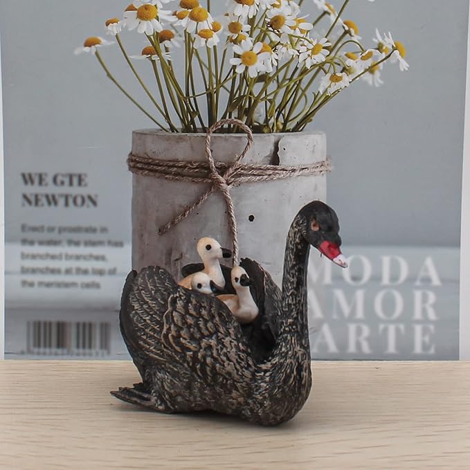 LC JoyCre Black Swan Figurine 3 Inch Big Black Goose Swan Toy Animal Figure for Toddlers Preschool Animals Figures Eduactional Project Diorama Model Toy for Kids 3 4 5 6