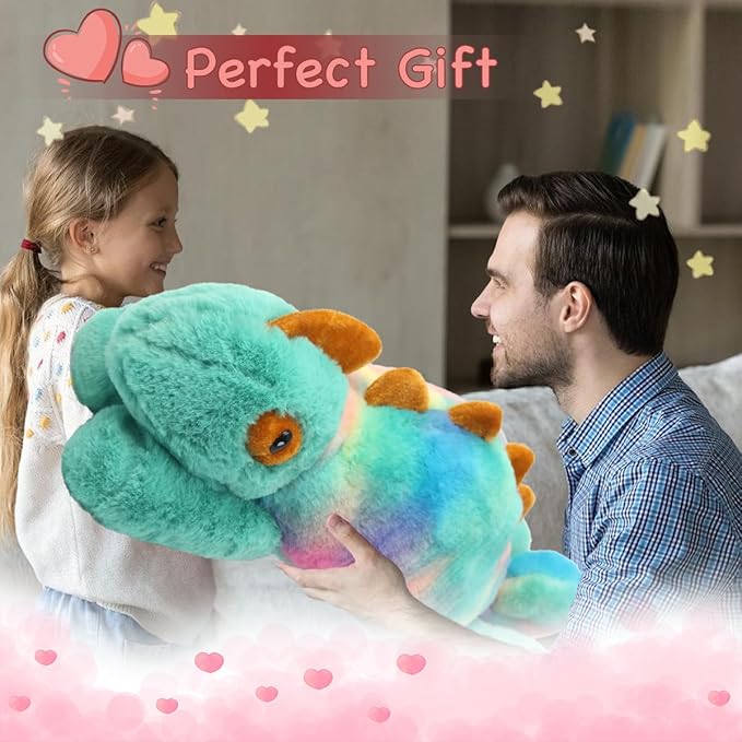 ARELUX Soft 18in Chameleon Stuffed Animals: Lizard Plush Cute Cuddly Body Pillow Hug Sleeping Fluffy Wild Animal Toys Bed Decor Plushie Doll Friends Family Member