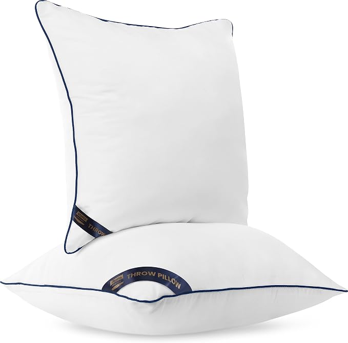 Utopia Bedding 12x12 Throw Pillow Inserts, Decorative Pillows, Pack of 4 | Piping Throw Pillows, Plush & Supportive, Aesthetic Cushion Sham Stuffer for Sofa, Office, Couch & Bed, Set of 4, White