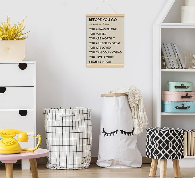 Positive Affirmations Inspirational Classroom Nursery Wall Art Decor, 12x16 | Mental Health Therapist Calming Teacher Nurse Wall Art for Office,Door Decor for Office Classroom Kids Teen Room,Wood Posters