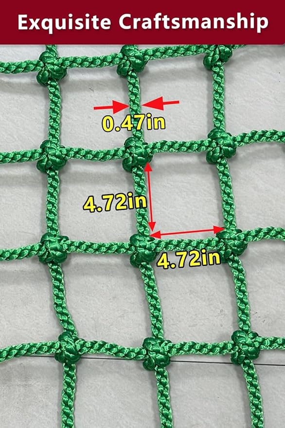 Heavy-Duty Climbing Net for Kids & Adults 600lb Capacity, (3ft-6ft), Premium Polyester Rope with 0.47" Thickness Safety Net for Playgrounds, Balconies