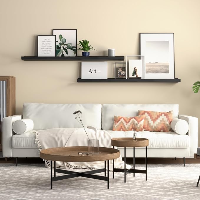 Boswillon Floating Shelves Set of 2, Long Wall Shelf with Lip, 36in, Black | Display Ledge Shelf for Room Wall, Wall Decor Shelves for Bathroom, Living Room, Bedroom, Kitchen, Nursery Room, Modern, Wood