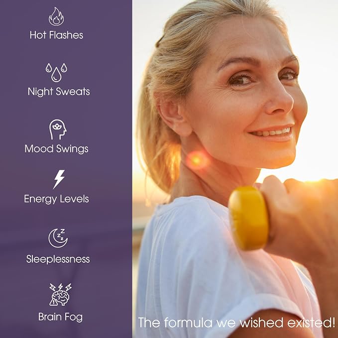 Menopause Supplements for Women, Hot Flashes & Night Sweats, 60 Count | Sensoril Ashwagandha, DIM, chaste berry & black cohosh support natural hormone balance, sleep & mood