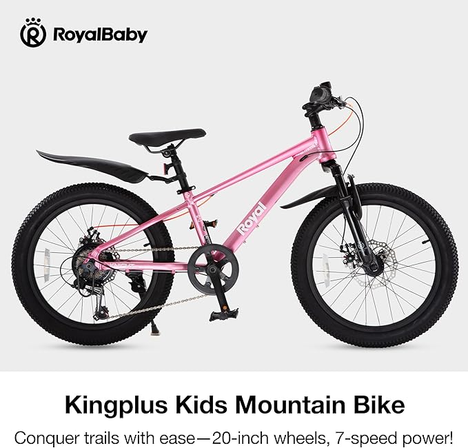 RoyalBaby Kids Mountain Bike for Boys and Girls, Ultra-Light Aluminum 20-26 Inch Wheel Bicycle for 6-14 Years Old Children, 7/21-Speeds Drivetrain