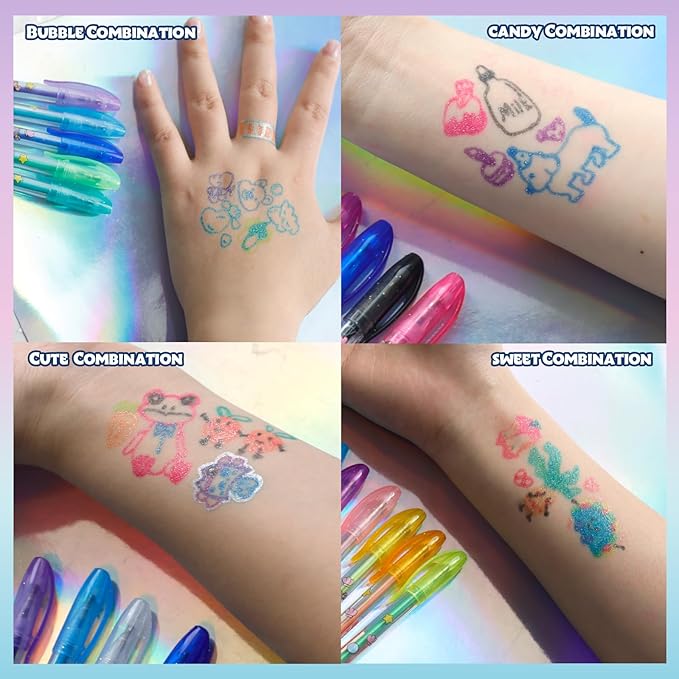 Townley Girl Mermaid 16 Piece Glitter Pen Body Art Set, Glittery and Bright Colors, Ages 3+
