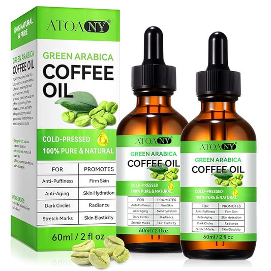 Coffee Essential Oil, Coffee Oil for Skin, Green Coffee Bean Oil for Face & Hair Growth, Cellulite, Reduces Puffiness, Dark Circles, Stretch Marks, Skin Tightening, Cold-Pressed, 4 Fl Oz
