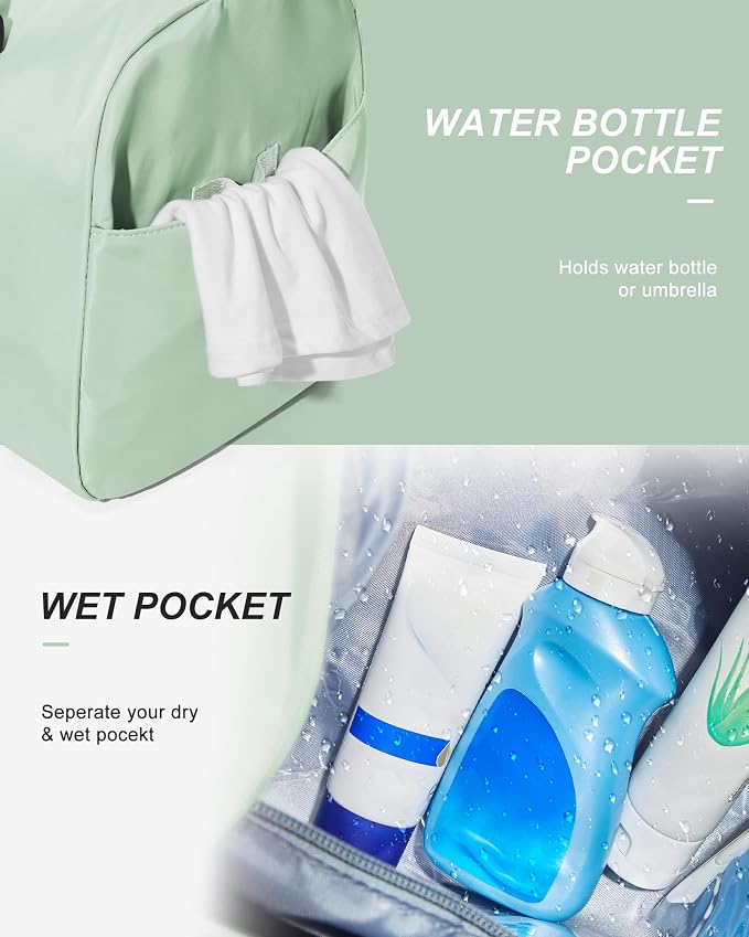 Gym Bag Womens Mens with Shoes Compartment and Wet Pocket Travel Duffel Bag for Women for Plane Sport Gym Tote Bags Swimming Yoga Small Waterproof Weekend Overnight Carry on Bag Hospital Holdalls