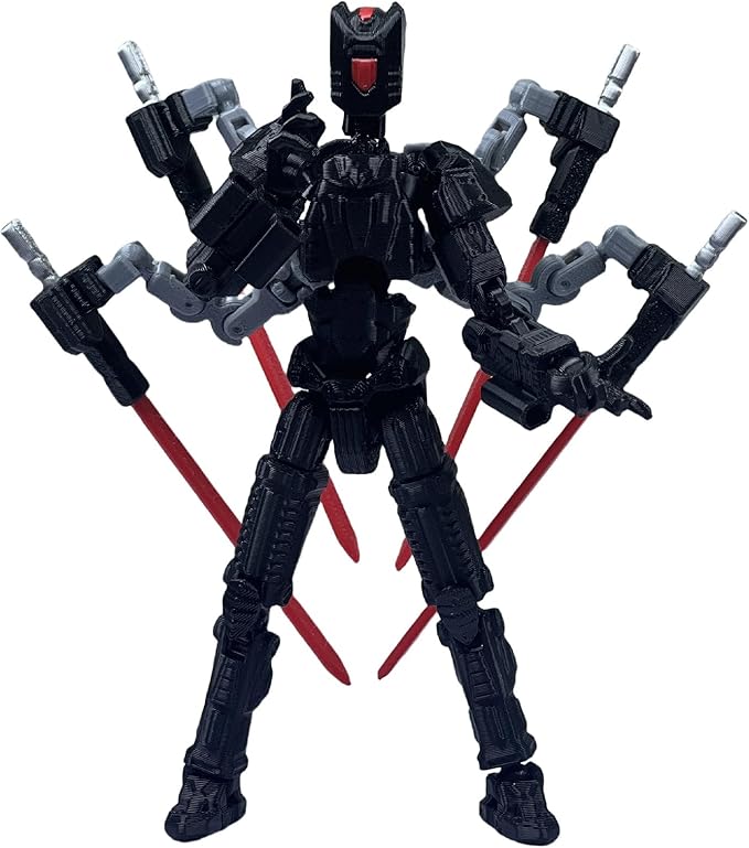 Assembly Completed T13 Action Figure,3D Printed Multi-Jointed Movable, Nova 13 Action Figures Desktop Decorations for Game Lovers Toy (Black)