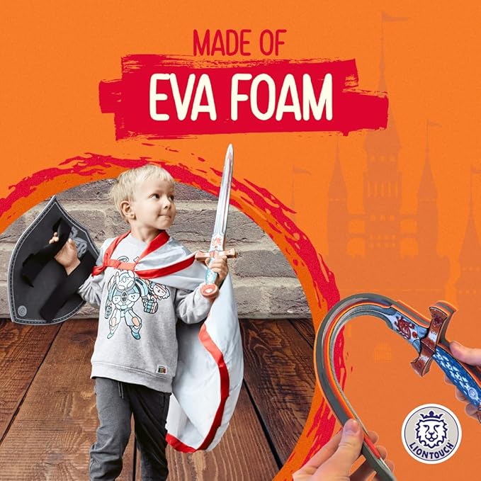 Liontouch - Amber Dragon Foam Sword & Shield for Boys Aged 3-8 Years | Medieval Knight Set for Pretend Play with Red Dragon Theme | Safe Weapons & Battle Accessories for Dress Up & Costumes