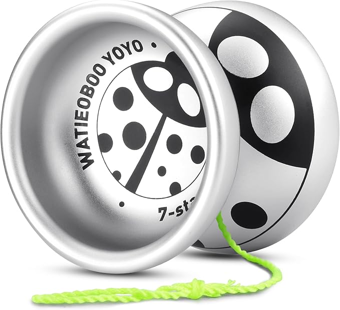 WATIEOBOO Metal Yoyo Professional, Unresponsive Yoyos for Beginners, Adults, Intermediate-Advanced Players with Yo Yo String Professional Trick Yo yo (7-Star Ladybug)